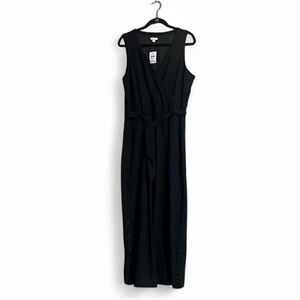 J.Jill Pinstripe Jumpsuit Sz LP Wrap & Tie Front Button on Hem Detail Ponte